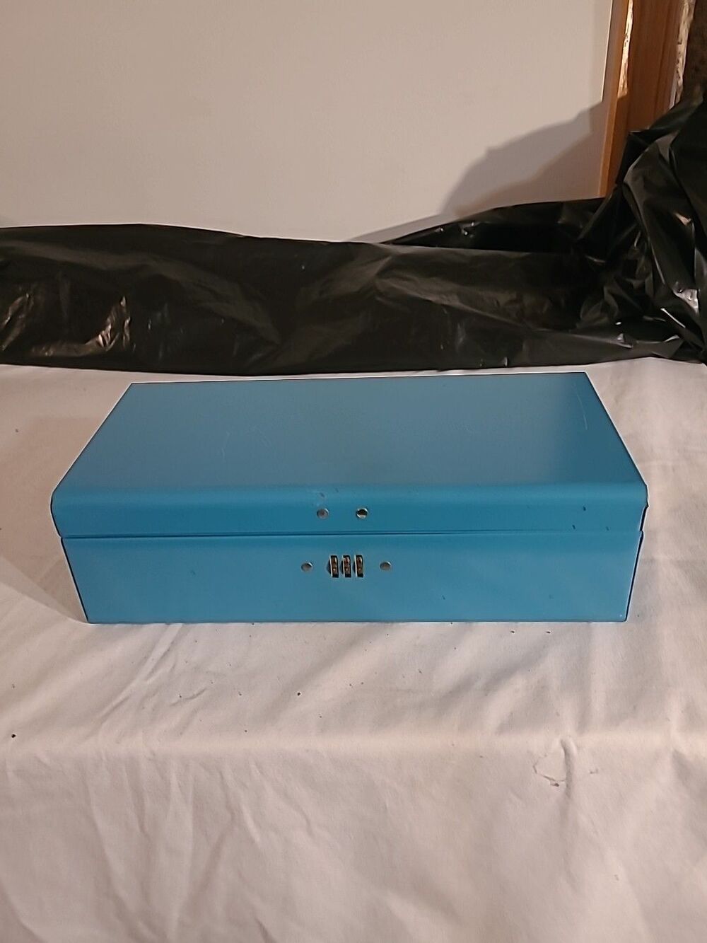 Vintage New York Life Metal Durham Policy Box w/ Combination Lock, Handle, 11.5"